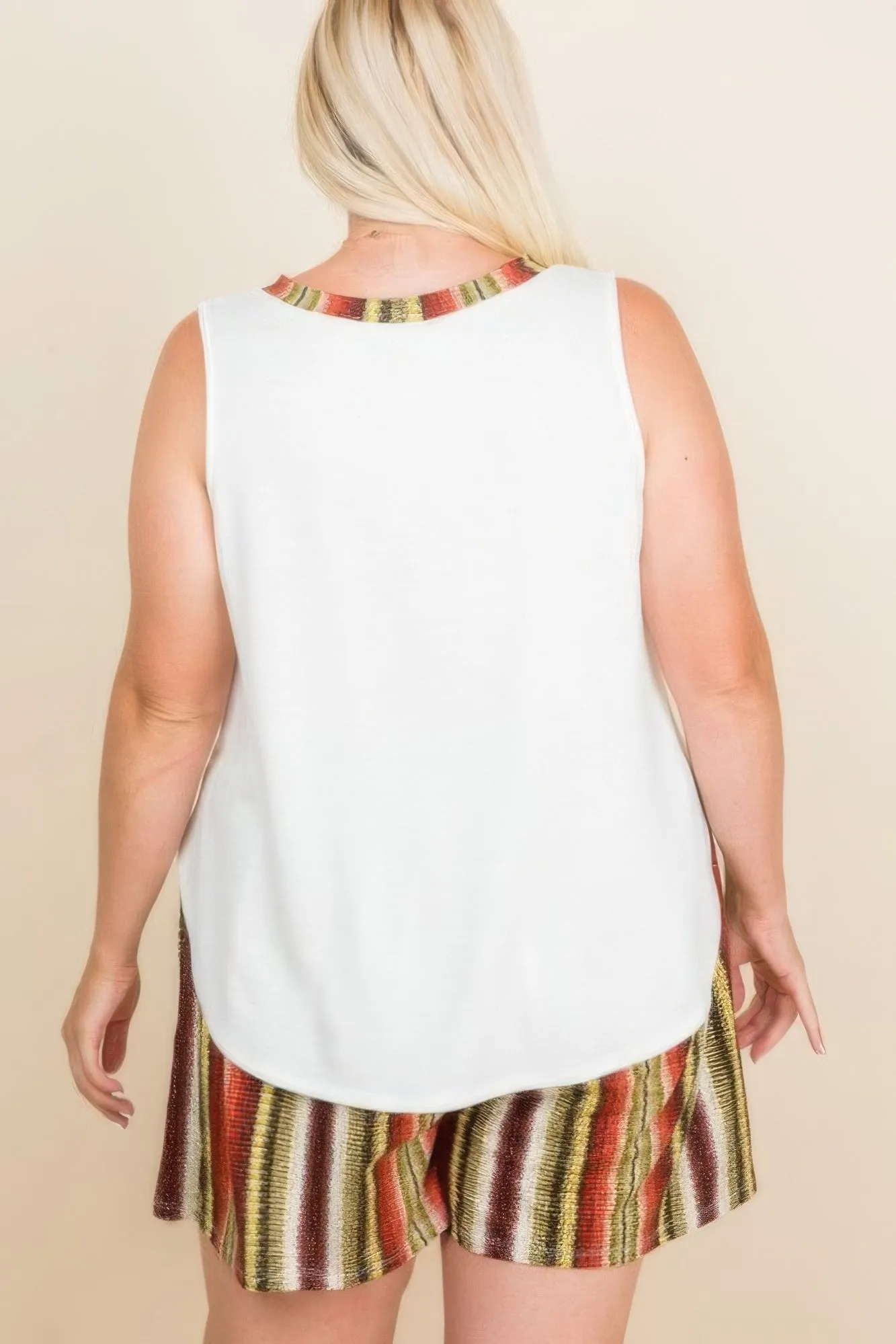 Voluptuous ( ) Plus Size Solid Sleeveless French Terry Tank Top for Women