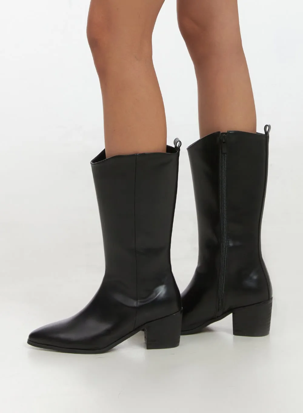 Western Leather Middle Boots IS427