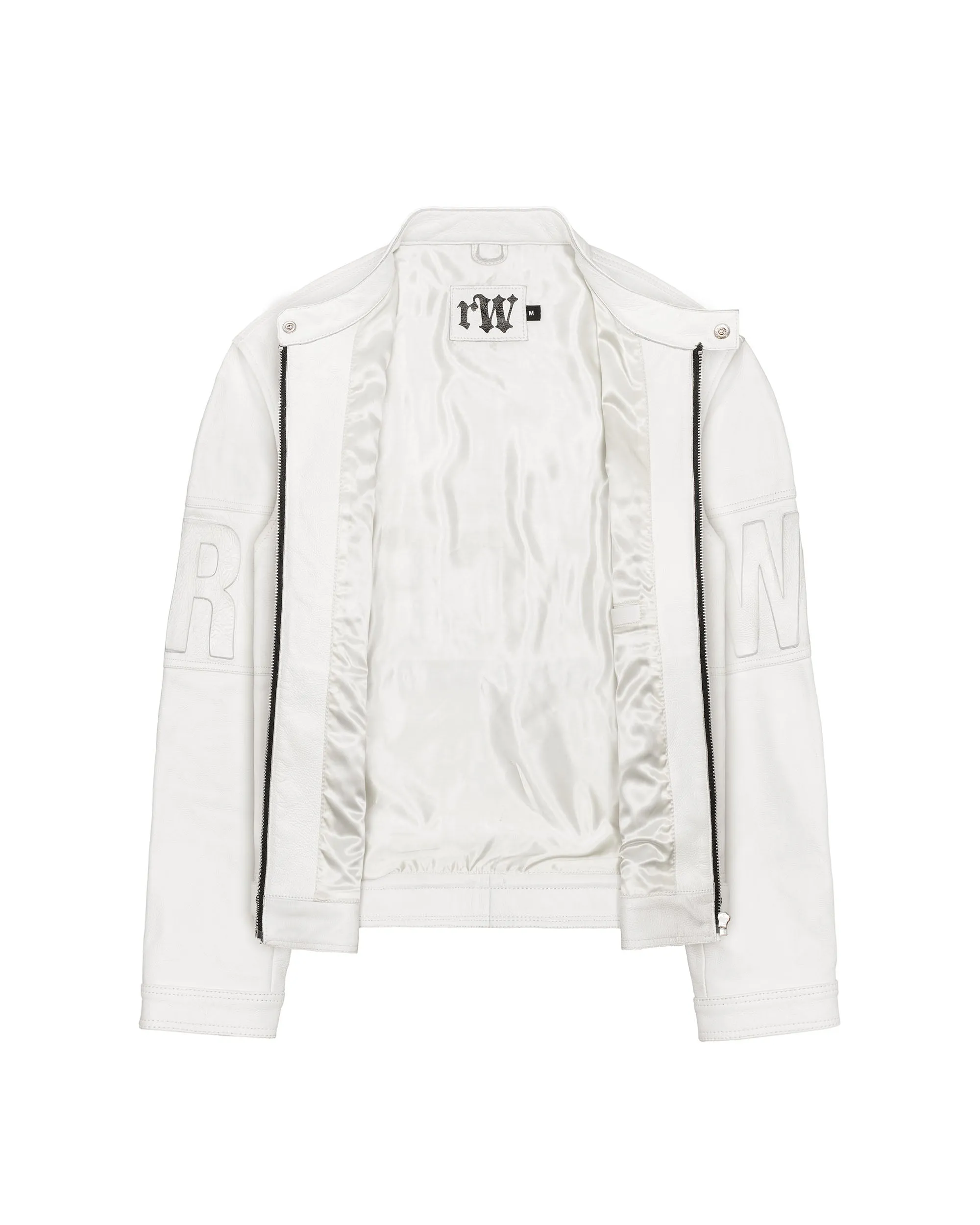 White Embossed Leather Jacket