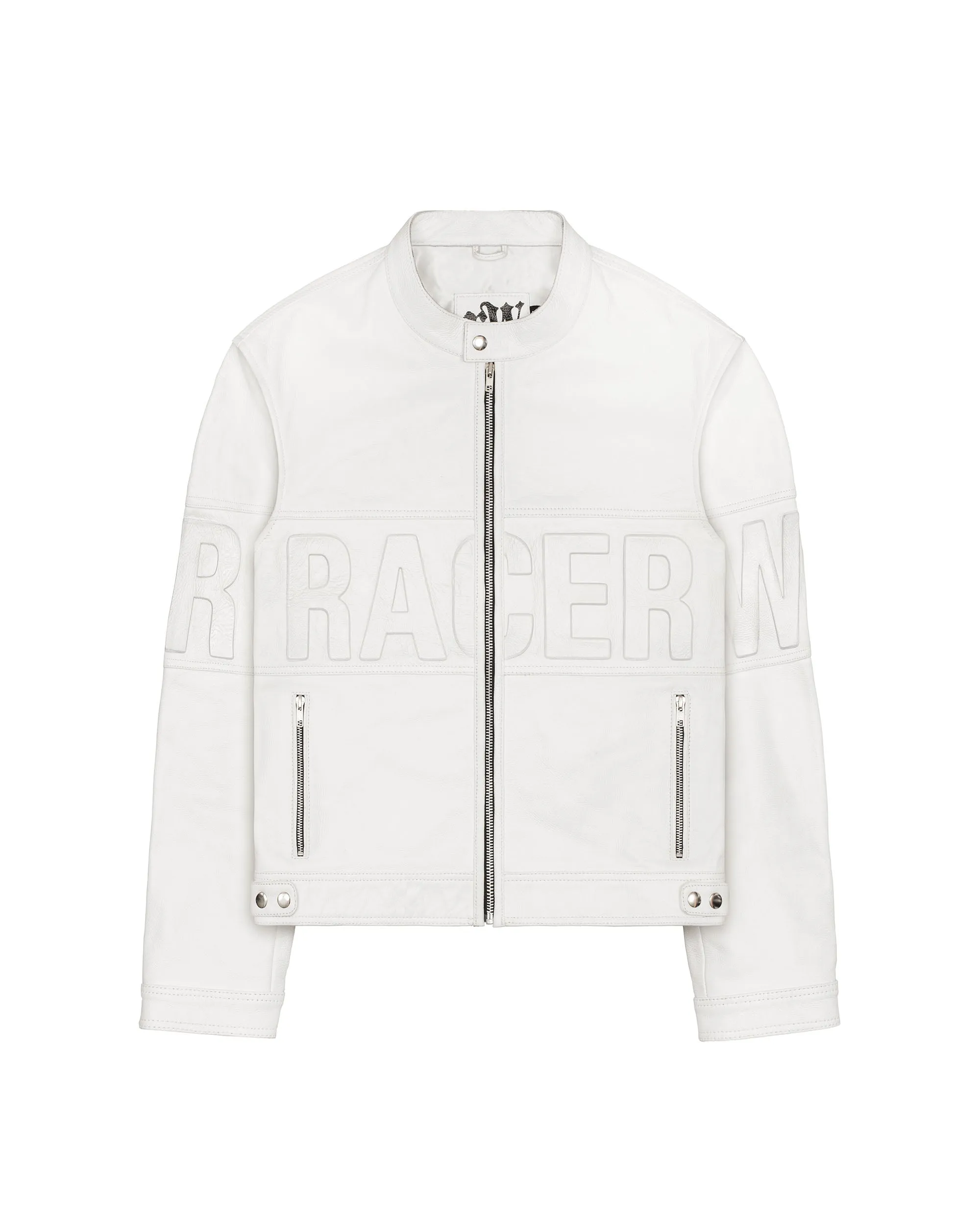 White Embossed Leather Jacket