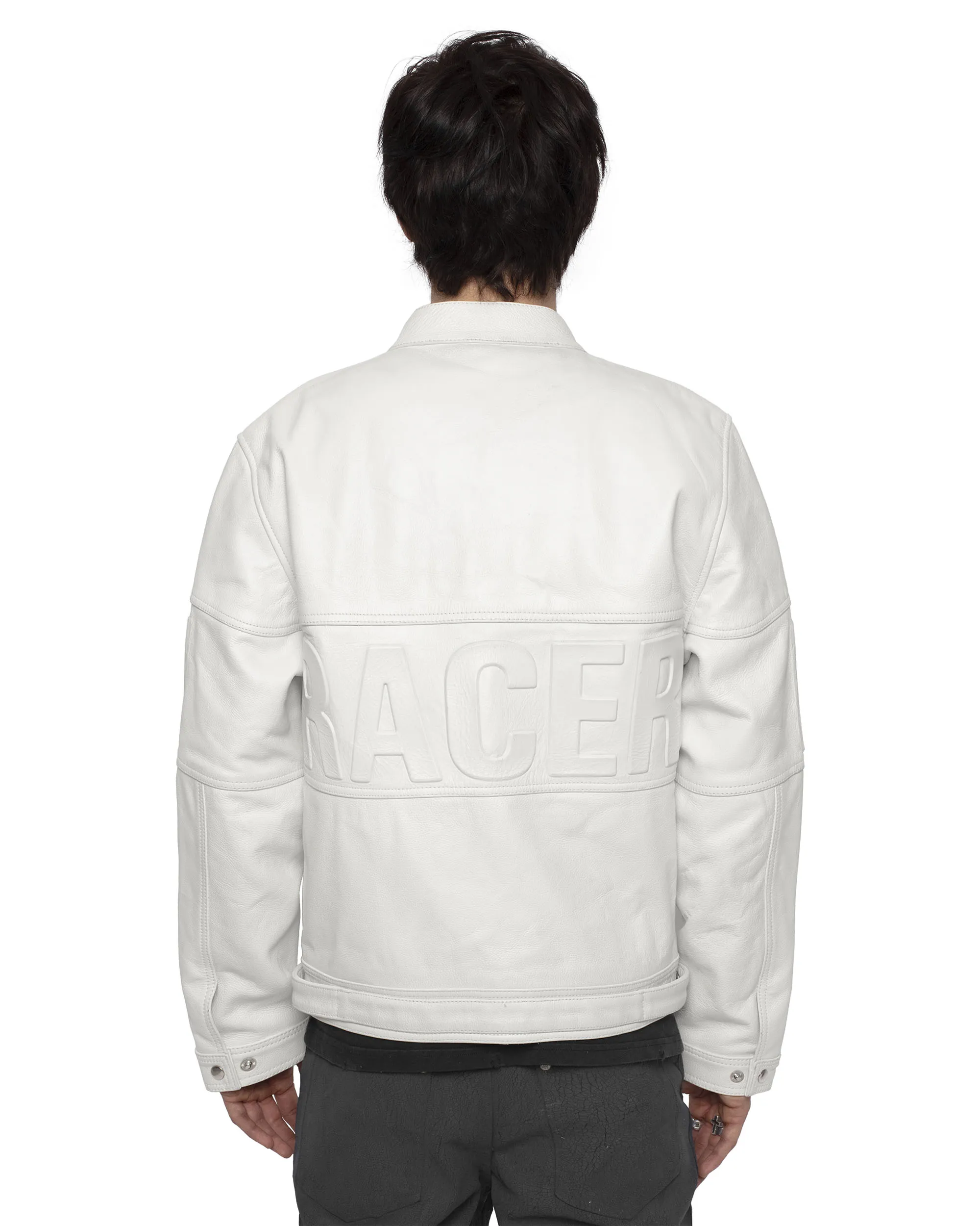 White Embossed Leather Jacket