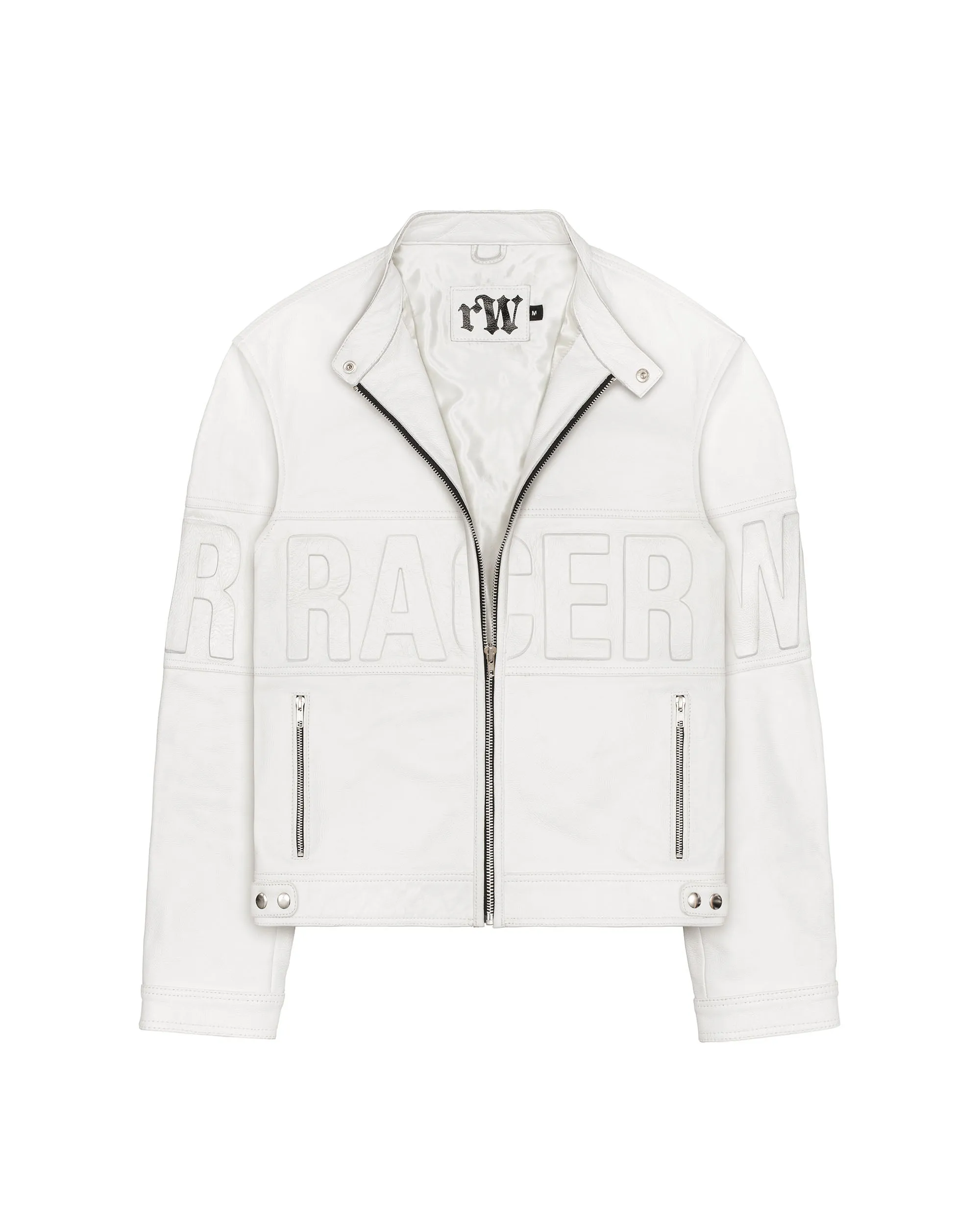 White Embossed Leather Jacket