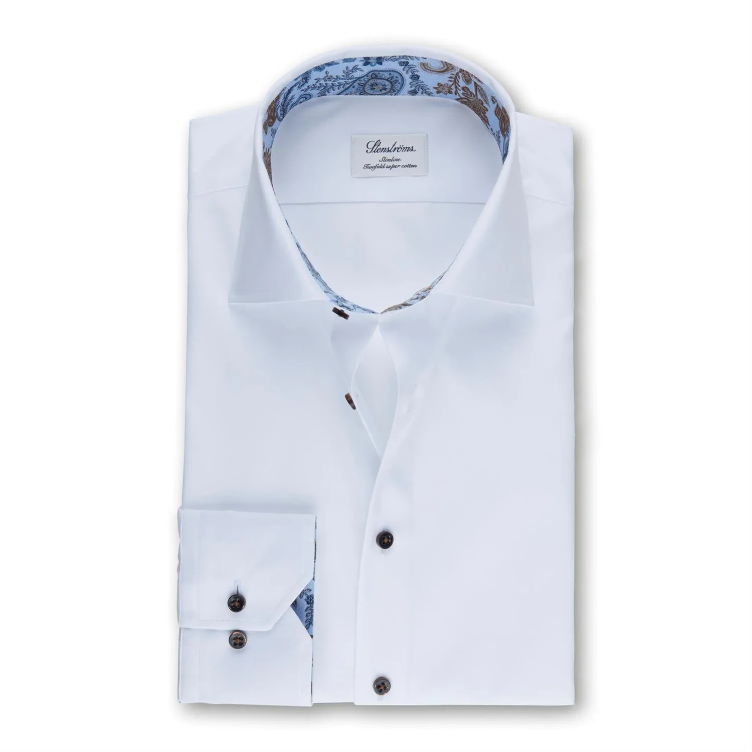 WHITE SLIMLINE SHIRT WITH PAISLEY CONTRAST