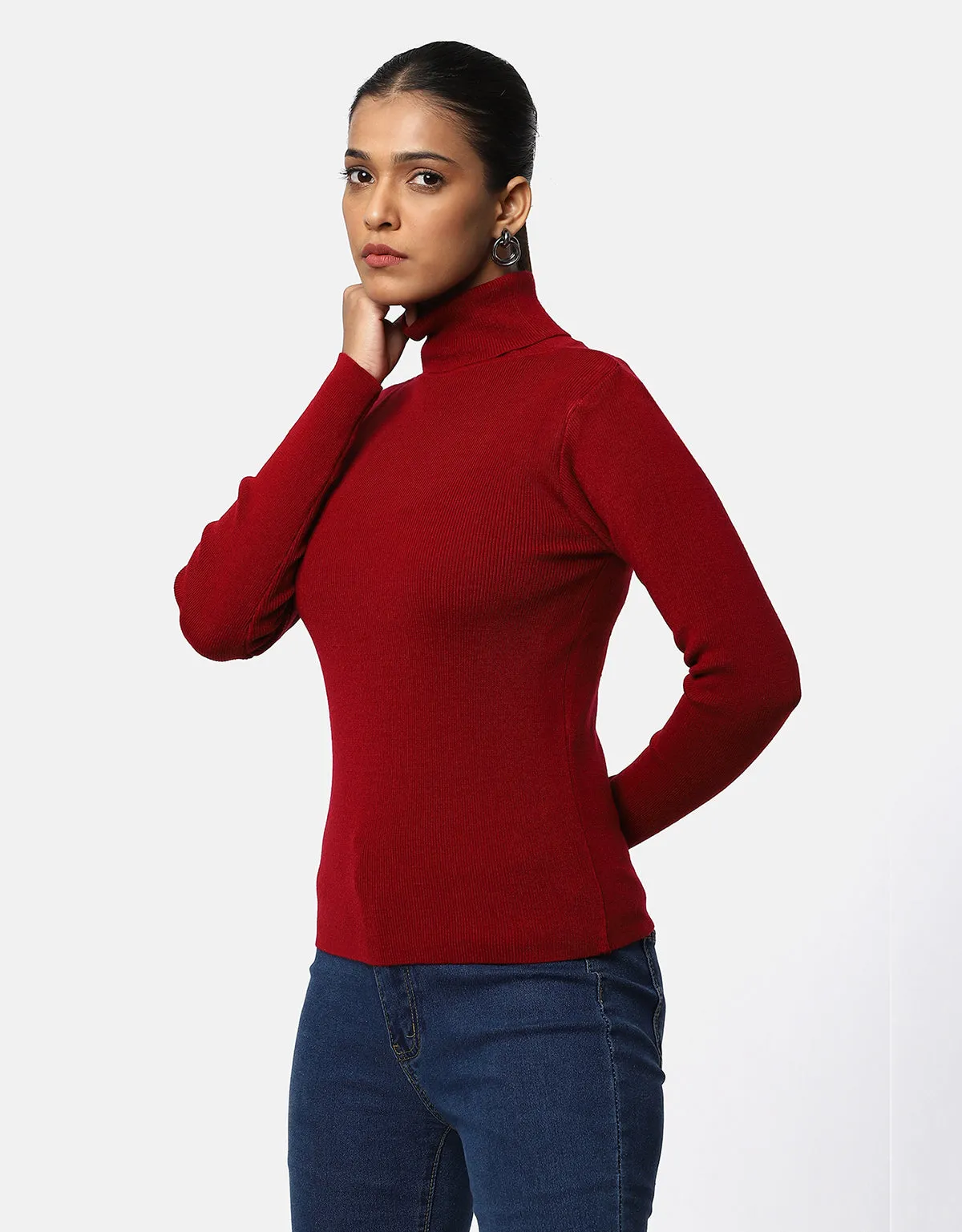 Women Woolen High Neck  Skivvy