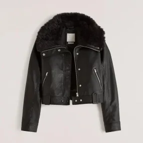 Women's Black RAF B3 Sheepskin Shearling Aviator Leather Jacket