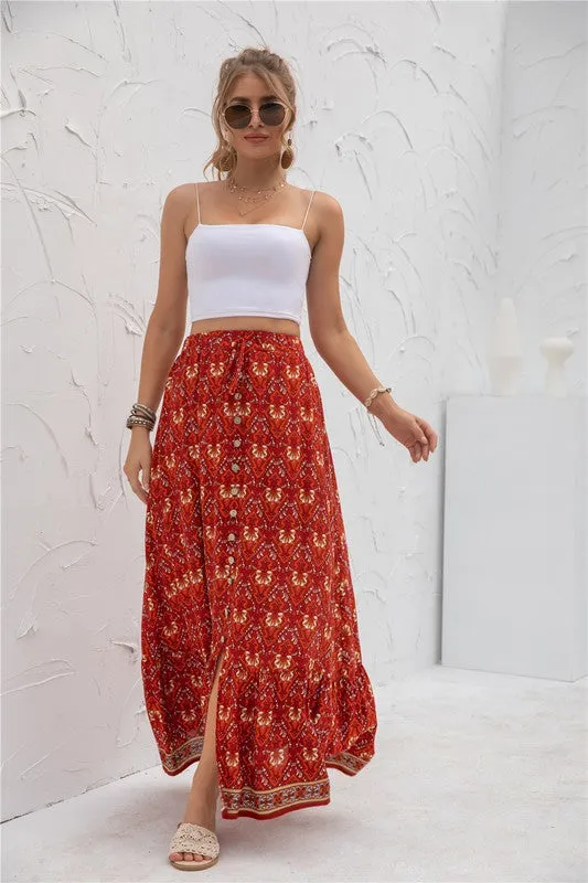 *Womens Print Maxi Skirt