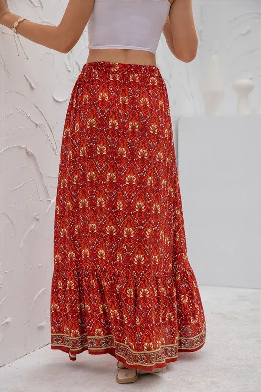 *Womens Print Maxi Skirt