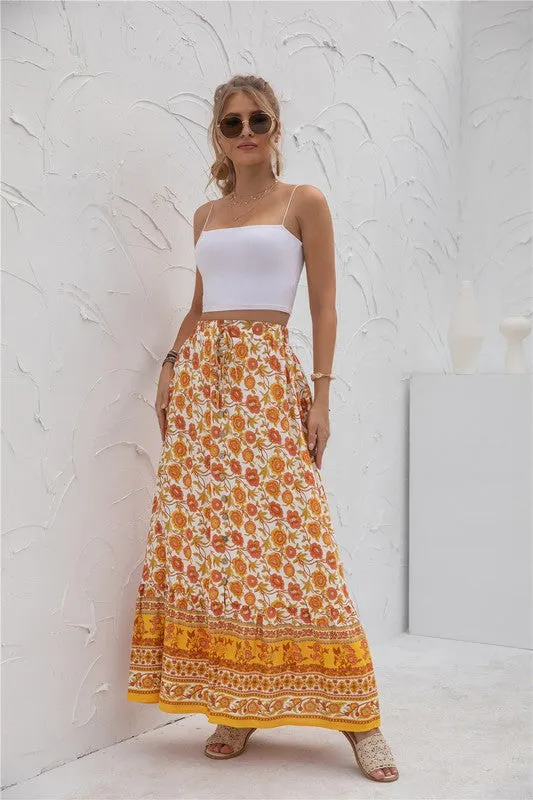 *Womens Print Maxi Skirt