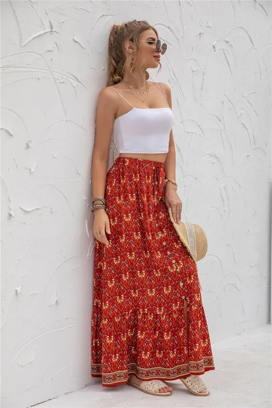 *Womens Print Maxi Skirt