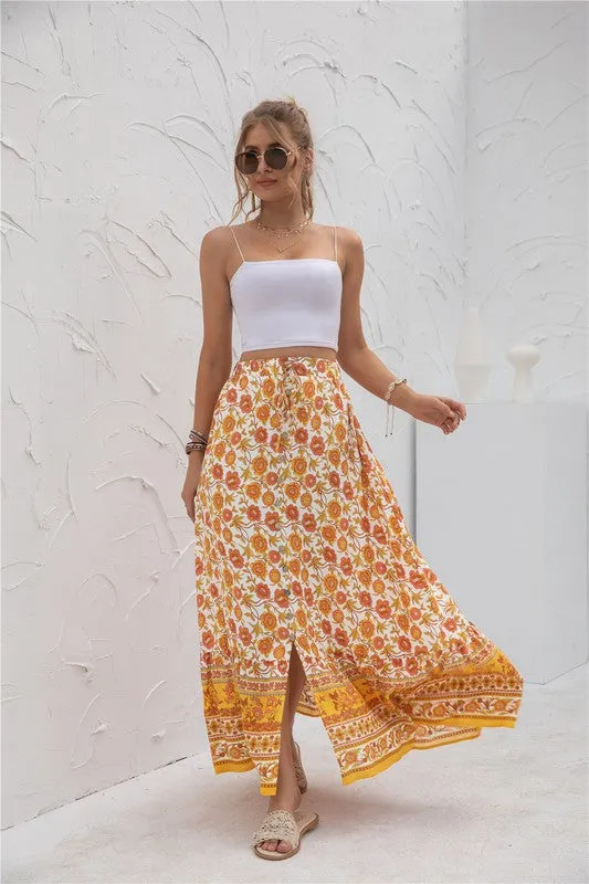 *Womens Print Maxi Skirt