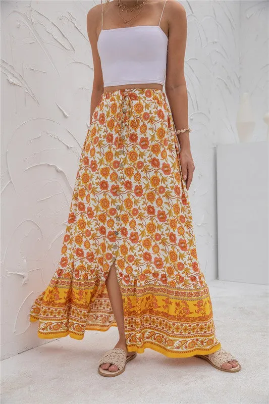 *Womens Print Maxi Skirt