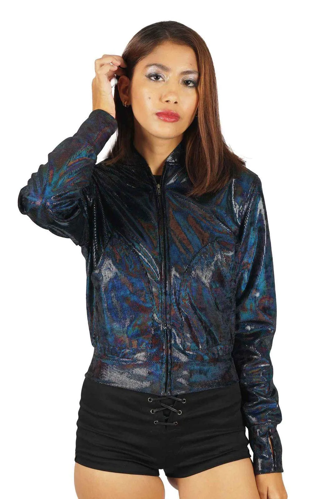 Womens Velvet Bomber Jacket - Panther