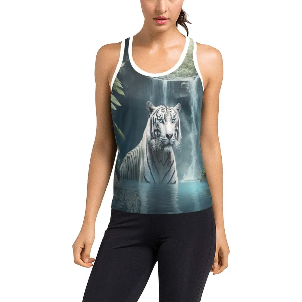 Women's White Tiger Beauty Racerback Tank Top