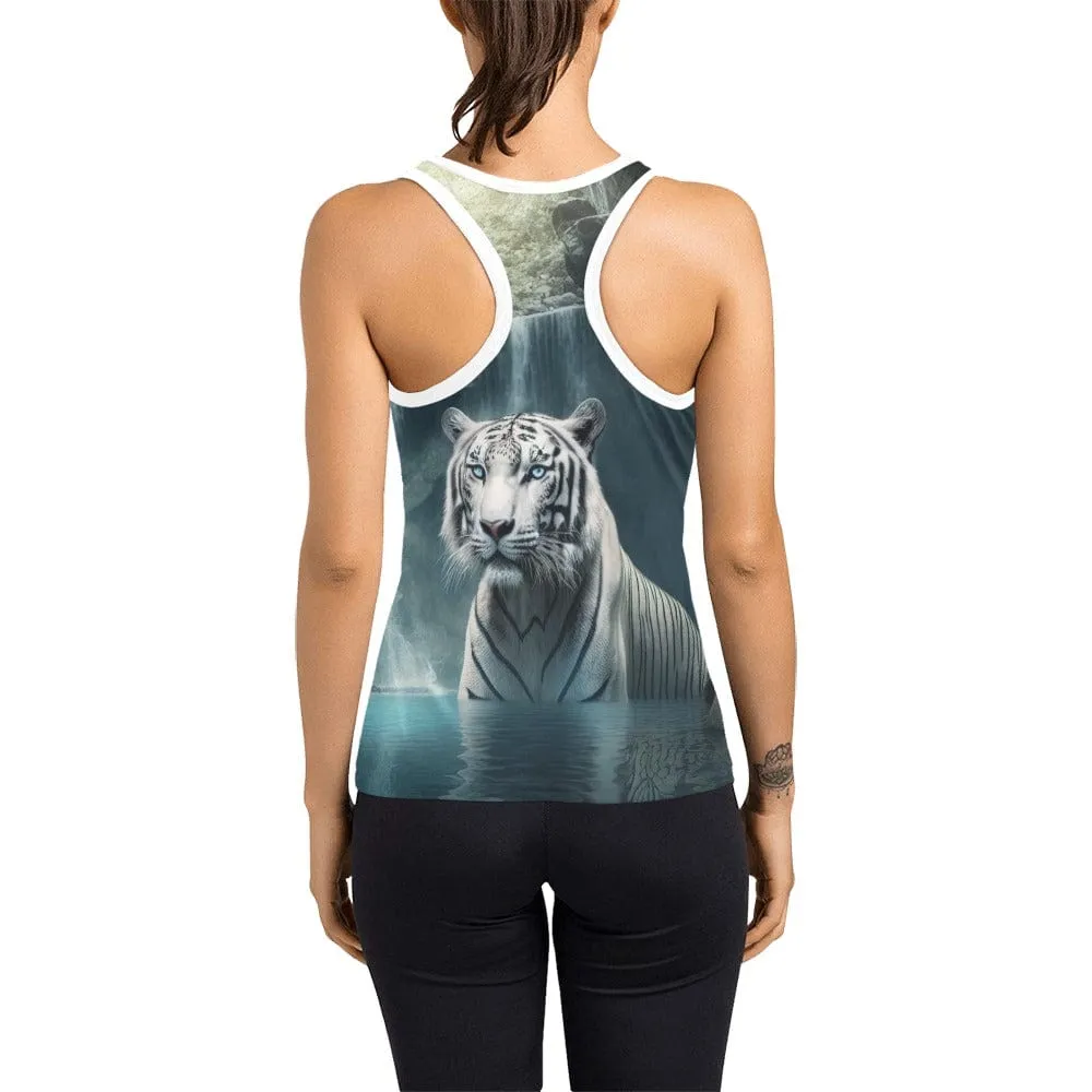 Women's White Tiger Beauty Racerback Tank Top