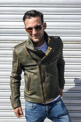 ZEALAND Leather Jacket - S. Edition - Washed Military Green