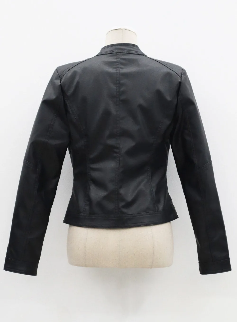 Zip-Up Faux Leather Jacket CF314